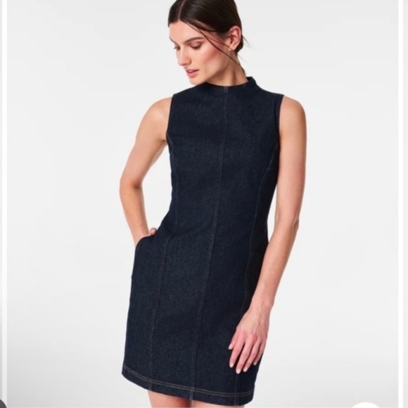 NEW Spanx Denim Seamed Dress Size Small - Picture 2 of 13
